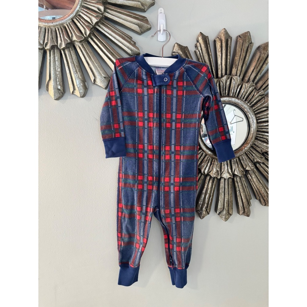 Hanna Andersson Boys Plaid Organic Cotton Pajamas Sleeper 18-24 Months 80cm‎